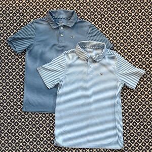 Lot of 2 Vineyard Vines Navy and Light Blue Striped Kids Polos